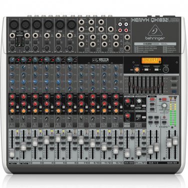 河北百灵达 Behringer QX1832USB 模拟调音台 USB声卡调音台 直播K歌调音台